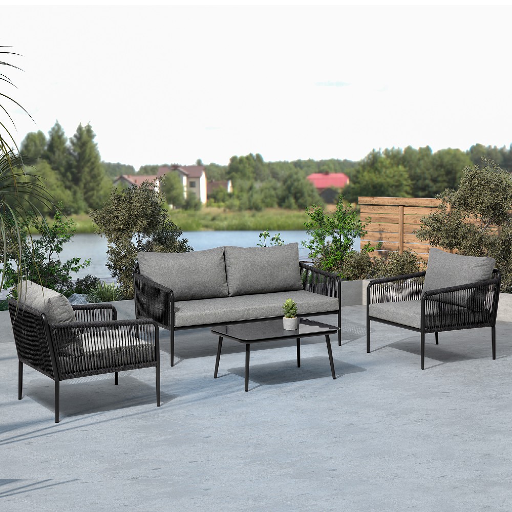 Outdoor Aluminum Frame Rope Sofa Set for Hotel, Park, Apartment, Warehouse, Garden and Patio Furniture No reviews yet