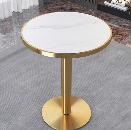 Modern Luxury Hot Sale Restaurant Furniture Tables for Restaurant Golden Stainless Steel Frame Sintered Stone Top Dining Table